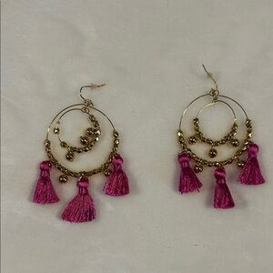 Lilly Pulitzer Gold and Pink Tassel Earrings